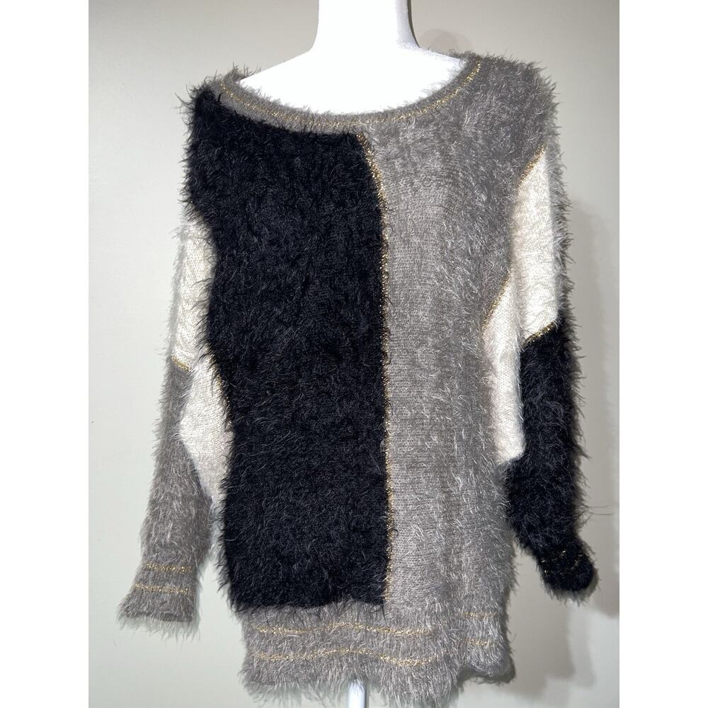 Gorgeous Dex Fuzzy Soft Color Block Furry Sweater… - image 2
